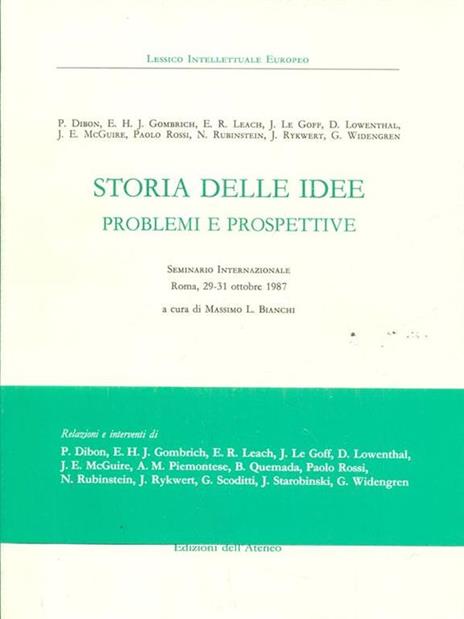 Storia delle idee problemi e prospettive - Massimo L. Bianchi - copertina