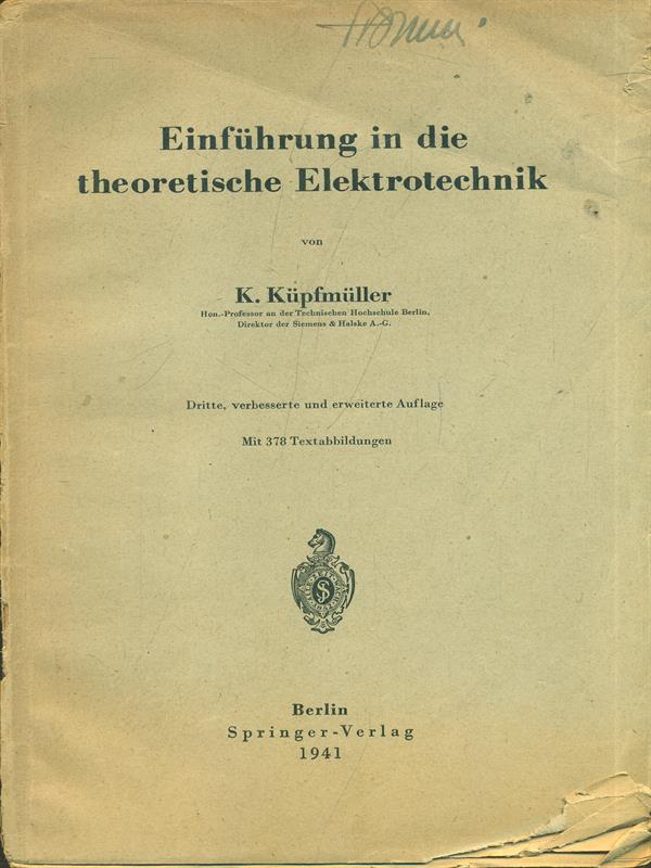 Einfuhrung in die theoretische Elektrotechnik