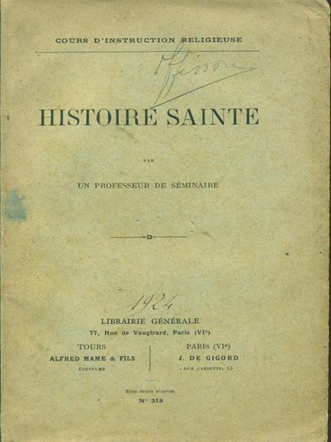 Histoire sainte - copertina
