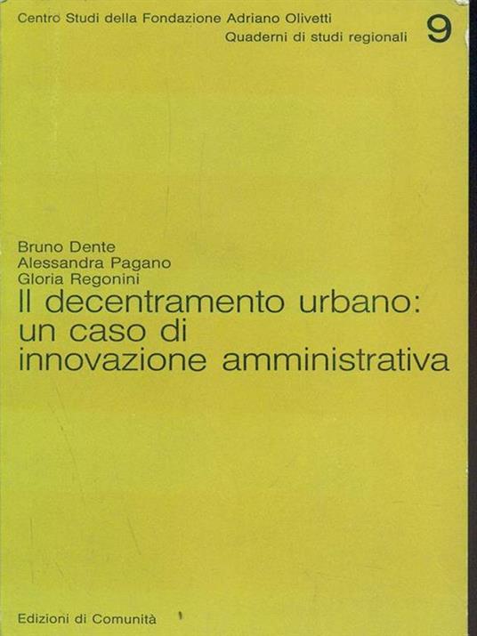 Il decentramento urbano un caso di innovazione amministrativa - copertina