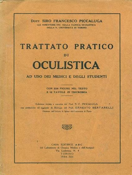Trattato pratico di oculistica - Siro Francesco Piccaluga - copertina