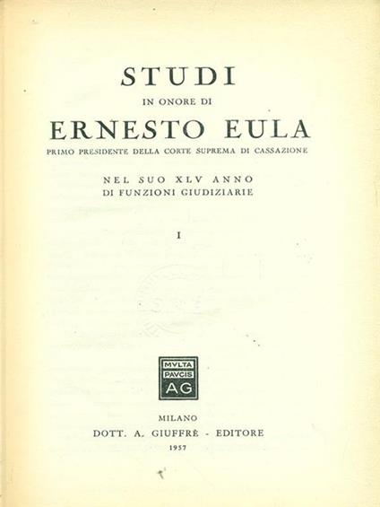 Studi in onore di Ernesto Eula - copertina