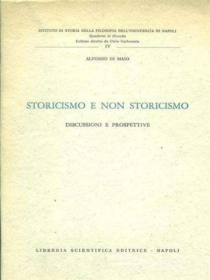 Storicismo e non storicismo - Alfonso Di Maio - copertina