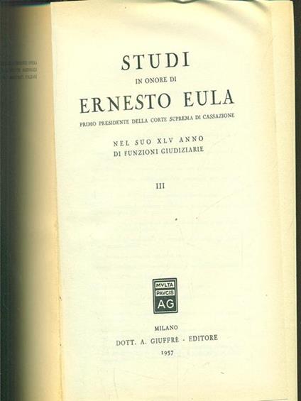 Studi in onore di Ernesto Eula III - copertina
