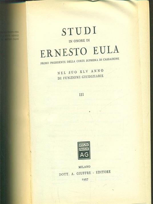 Studi in onore di Ernesto Eula III - copertina