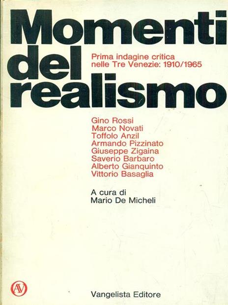 Momenti del realismo. Prima edizione. Copia autografata - Mario De Micheli - copertina