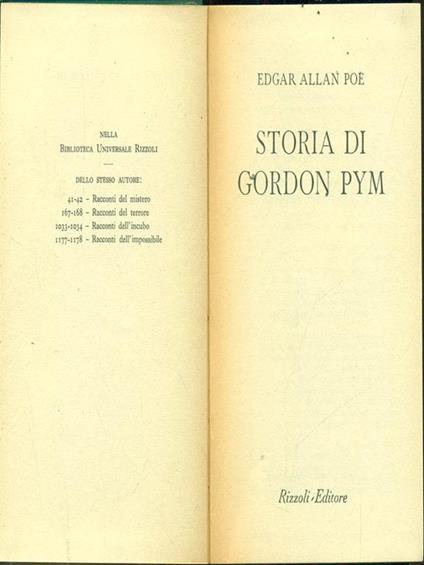 Storia di Gordon Pym - Edgar Allan Poe - copertina