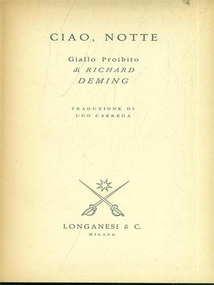 Ciao, notte - Richard Deming - copertina
