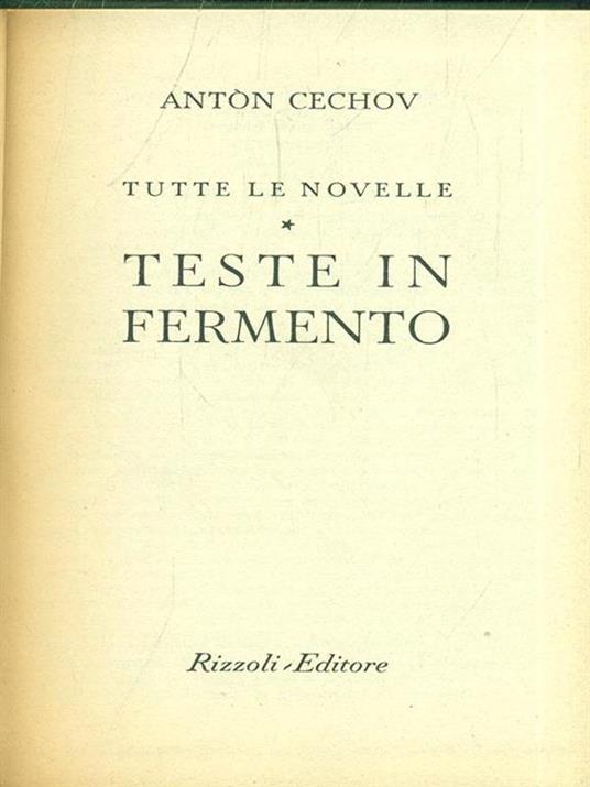 Teste in fermento - Anton Cechov - copertina