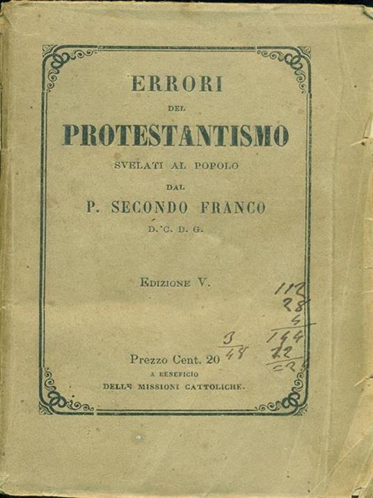 Errori del protestantismo - copertina
