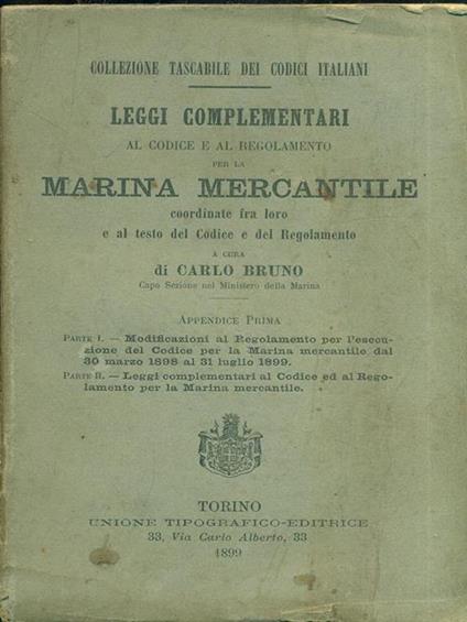 Leggi compl. al codice per la marina mercantile - Carlo Bruno - copertina