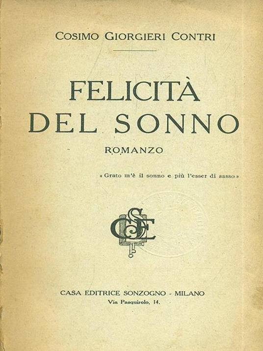Felicità del sonno - copertina