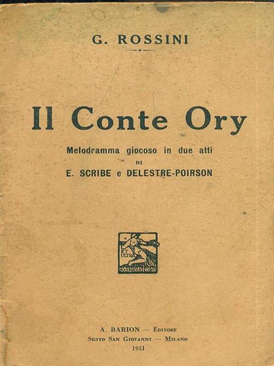 Il Conte Ory - Gioachino Rossini - copertina