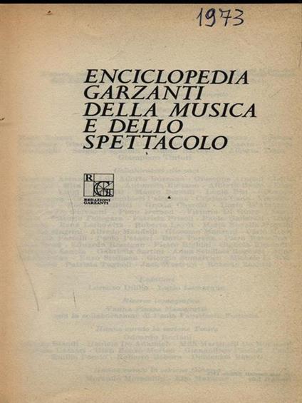Enciclopedia Garzanti della musica e dello spettacolo - copertina