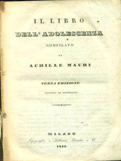 Il libro dell'adolescenza - Achille Mauri - copertina
