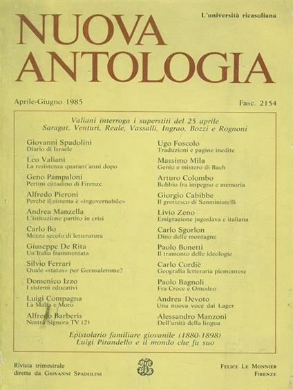 Nuova Antologia 2 / Aprile-giugno 1985 / fasc. 2154 - copertina