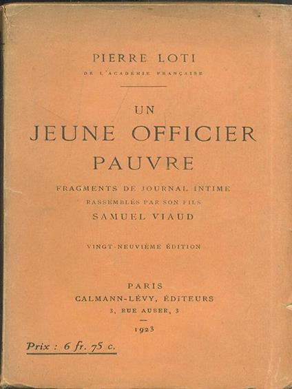 Un jeune officier pauvre - Pierre Loti - copertina