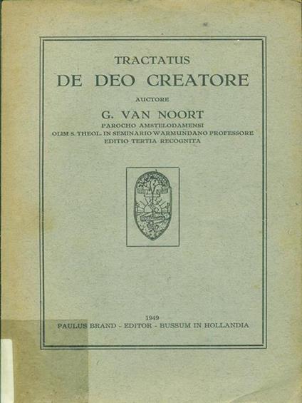 Tractatus de deo creatore - copertina