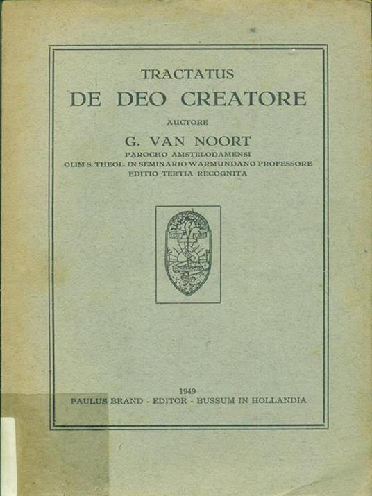 Tractatus de deo creatore - copertina