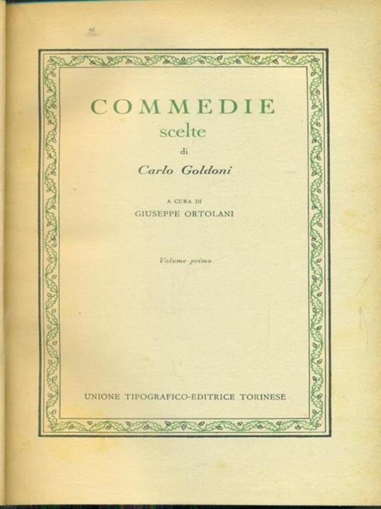 Commedie scelte volume primo - Carlo Goldoni - copertina