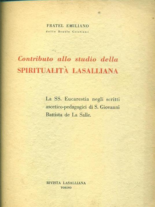 Contributo allo studio della spiritualità lasalliana - copertina