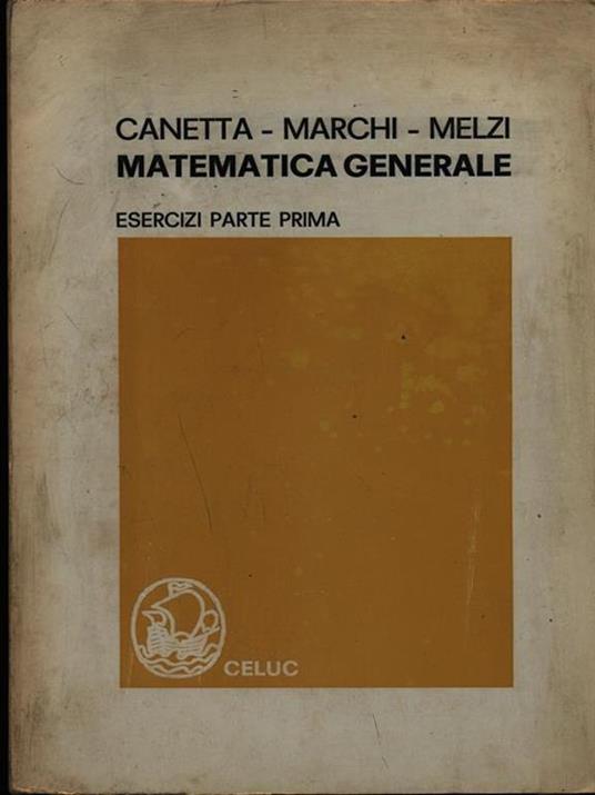 Matematica generale. Esercizi parte prima - copertina