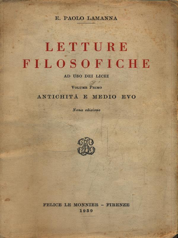 Letture filosofiche volume primo