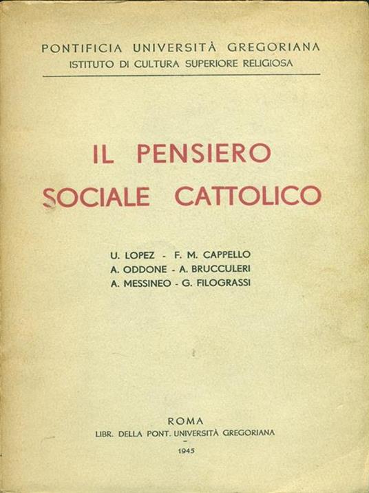 Il pensiero sociale cattolico - copertina