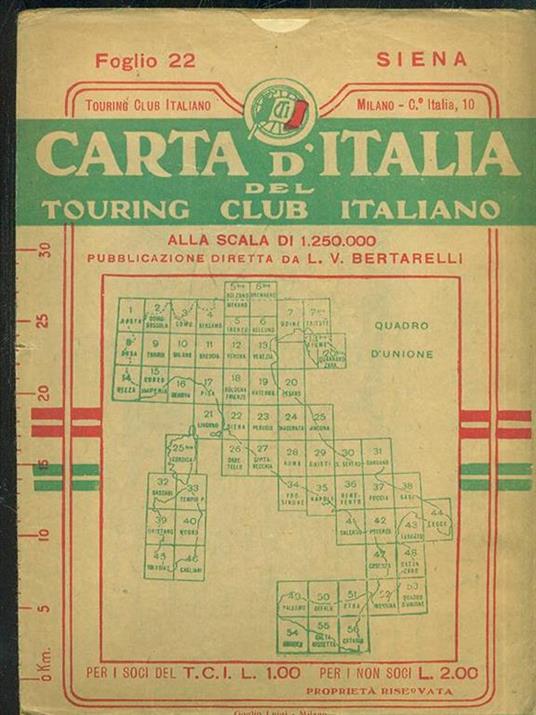 Carta d'Italia. Foglio 22: Siena - Luigi V. Bertarelli - copertina