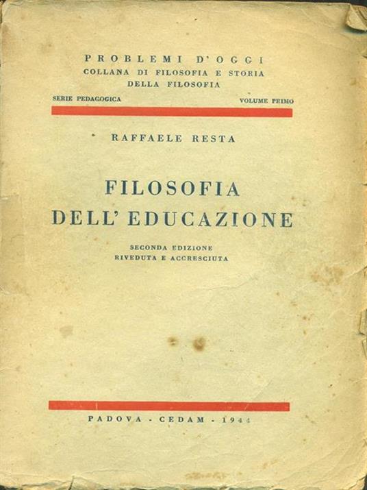 Filosofia dell'educazione - Raffaele Resta - copertina