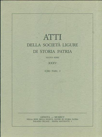 Atti della società ligure di storia patria. Vol. 35. Fasc. I - copertina