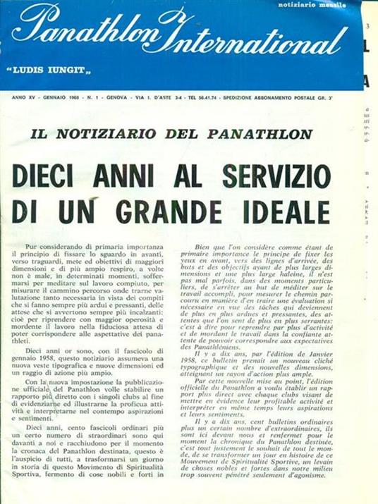 Panathlon International 1968 - copertina