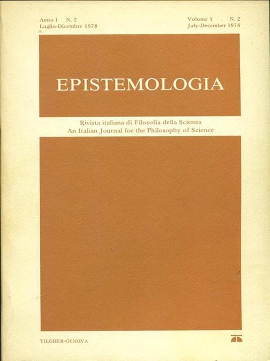 Epistemologia n. 2-1978 - copertina