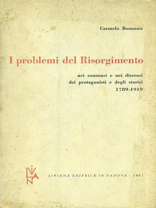 I problemi del Risorgimento - Carmelo Bonanno - copertina
