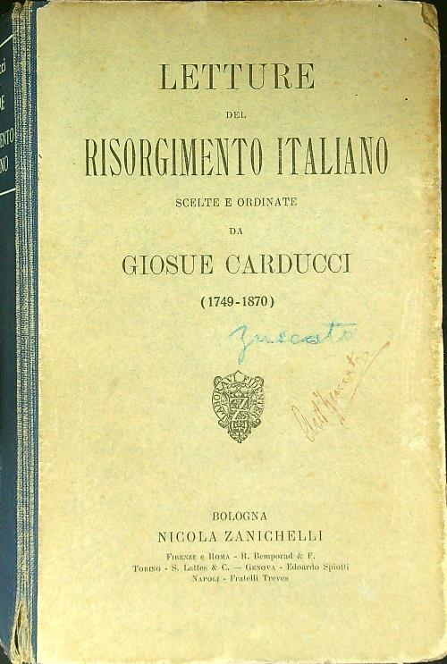 Letture del risorgimento italiano (1749-1870)