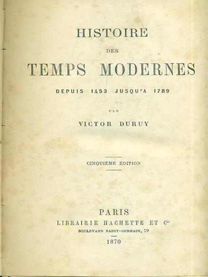 Histoire des temps moderns - Victor Duruy - copertina