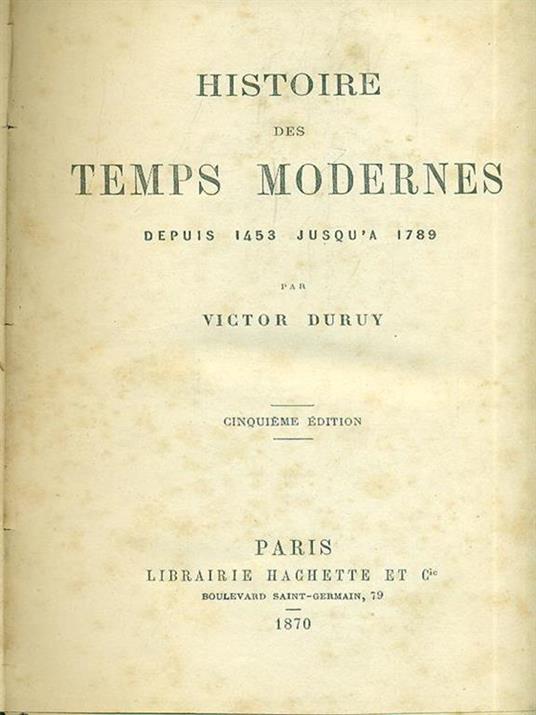 Histoire des temps moderns - Victor Duruy - copertina