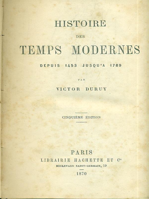 Histoire des temps moderns
