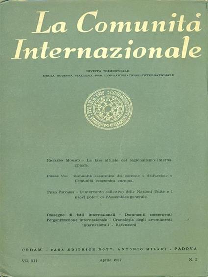La comunità internazionale n. 2. aprile 1957 - copertina