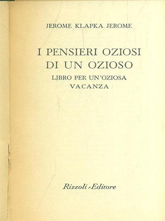 I pensieri oziosi di un ozioso - Jerome K. Jerome - copertina