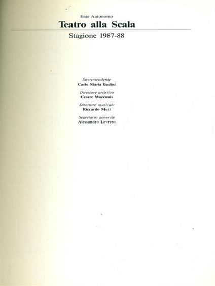 Cavalleria rusticana 6. Stagione 1987/88 - Pietro Mascagni - copertina