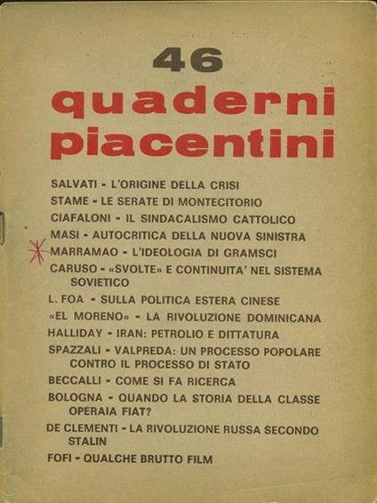 Quaderni piacentini 46. Marzo 1972 - copertina
