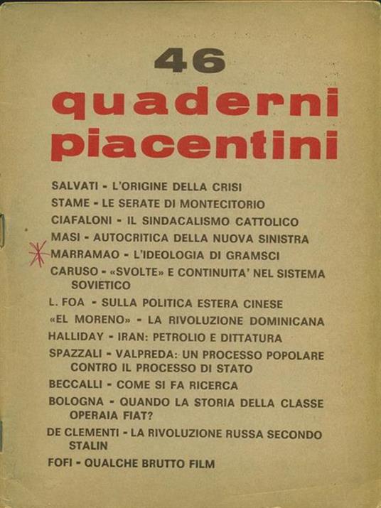 Quaderni piacentini 46. Marzo 1972 - copertina