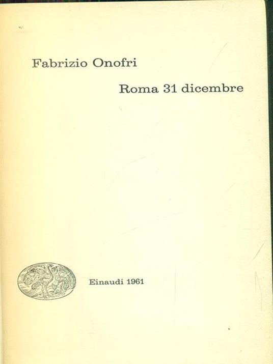 Roma 31 dicembre - Fabrizio Onofri - copertina