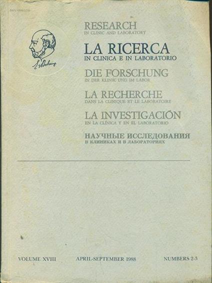 La ricerca. Vol. XVIII. april-september 1988 / n. 2-3 - copertina