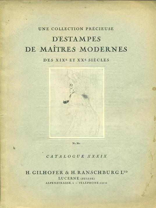 D'estampes de maitres modernes. Catalogue XXXIX - copertina