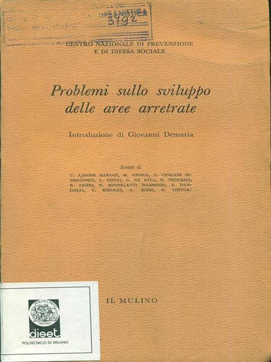 Problemi sullo sviluppo delle aree arretrate - copertina