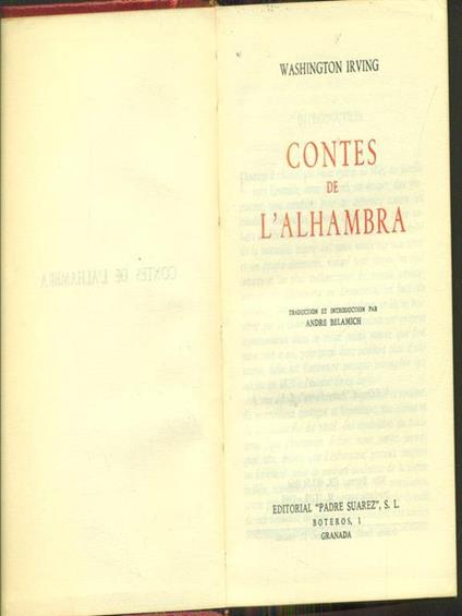 Contes de l'alhambra - Washington Irving - copertina