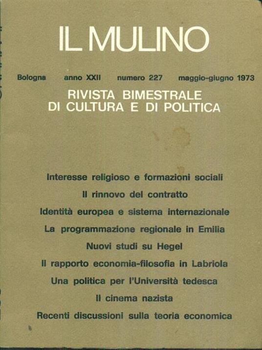 Il Mulino 227 / maggio - giugno 1973 - copertina