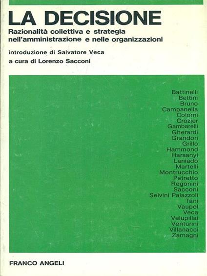 La decisione - Lorenzo Sacconi - copertina